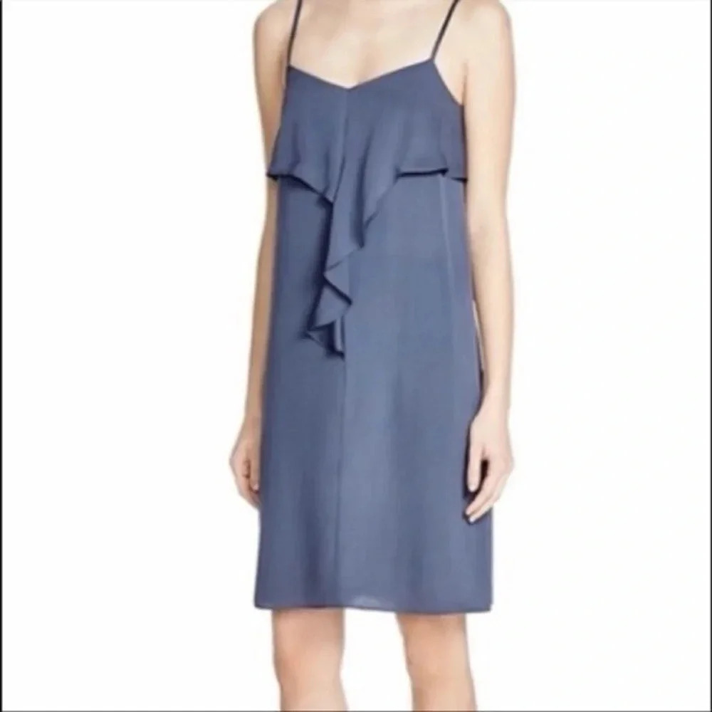 Theory Classic Chic Navy Blue Hekana 100% Silk Slip Party Cocktail Dress Size 0